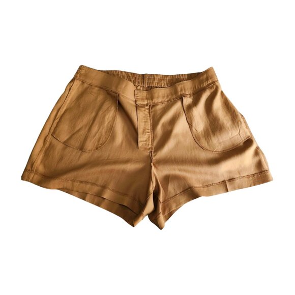 Torrid Plus-size Stretchy Linen Blend High Rise Brown Shorts with Pockets Size24 - Picture 9 of 15